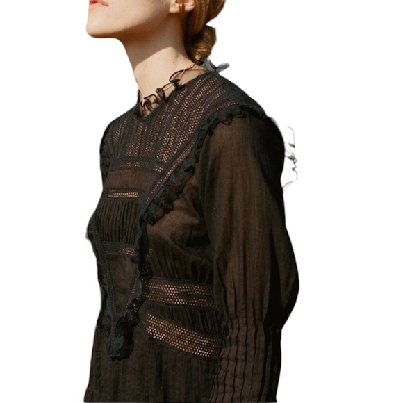 Doen Tops - Doen Black Victorian Lace Blouse Size Medium